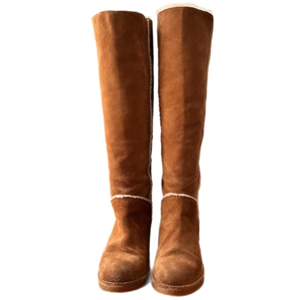 Ugg Kasen Chestnut Knee High Tall Heeled Boots Sz 8 block heel pull on - Picture 3 of 16